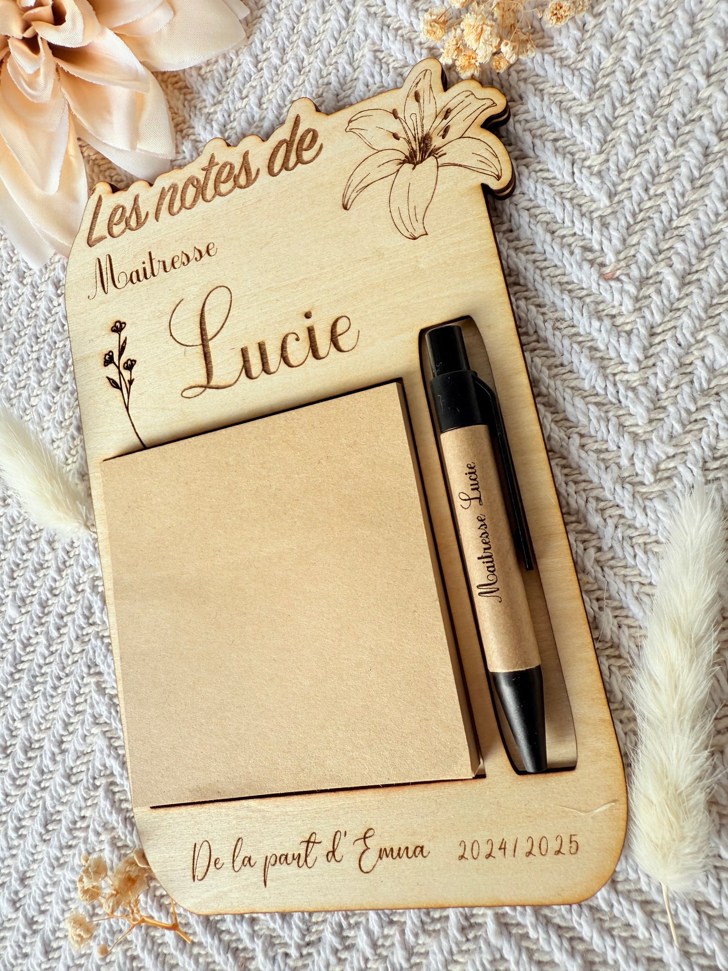 Support Post-it en bois personnalisé